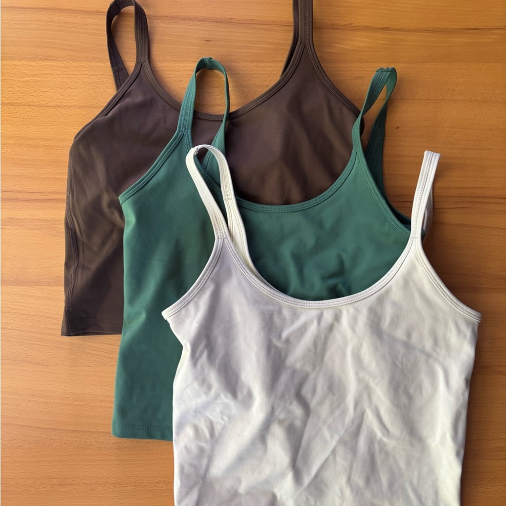 Girlfriend Collective Gemma Tank Bundle - Brown, Green, and Cream